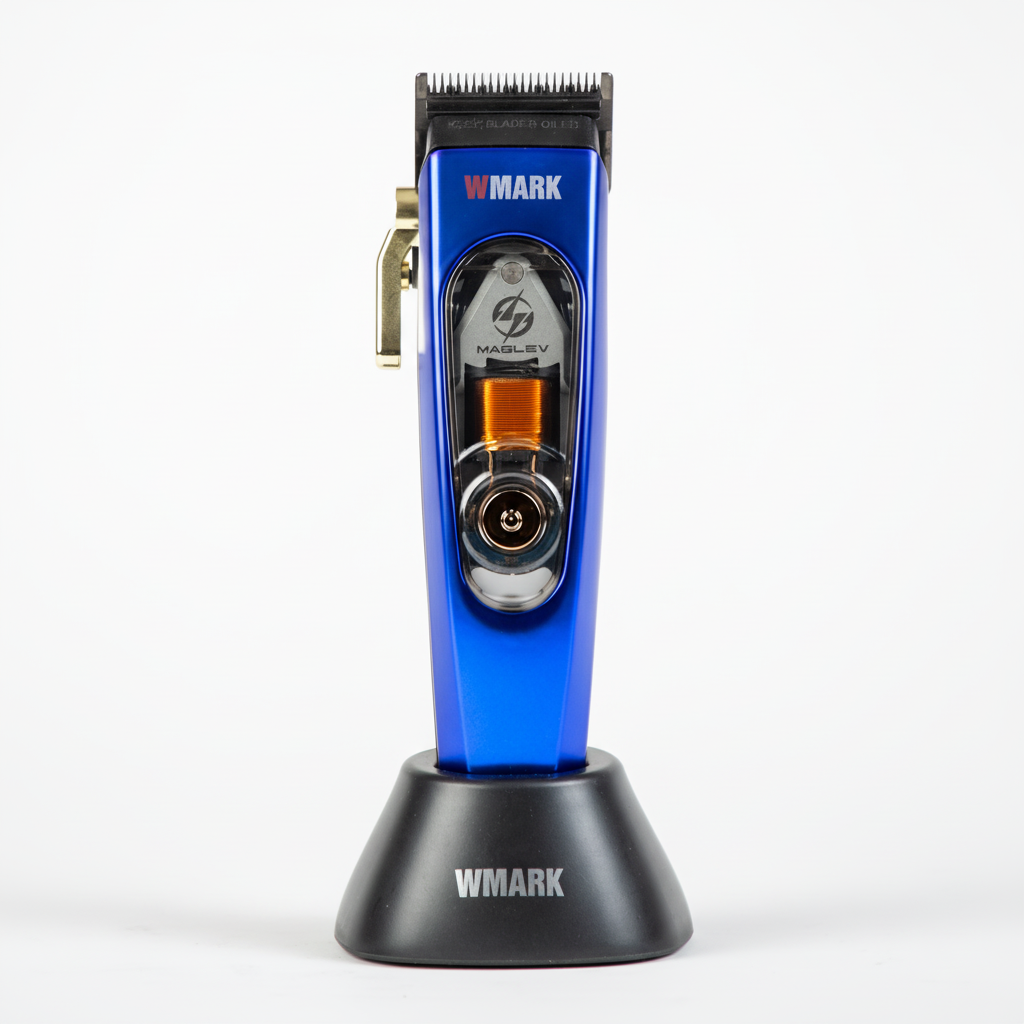 WMARK NG-9004 Cortapelos profesional azul con regulador metálico dorado, máquina de cortar pelo inalámbrica para barbería